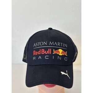 Aston Martin Red Bull Racing Puma Snapback Hat Cap Adjustable Navy Blue EUC